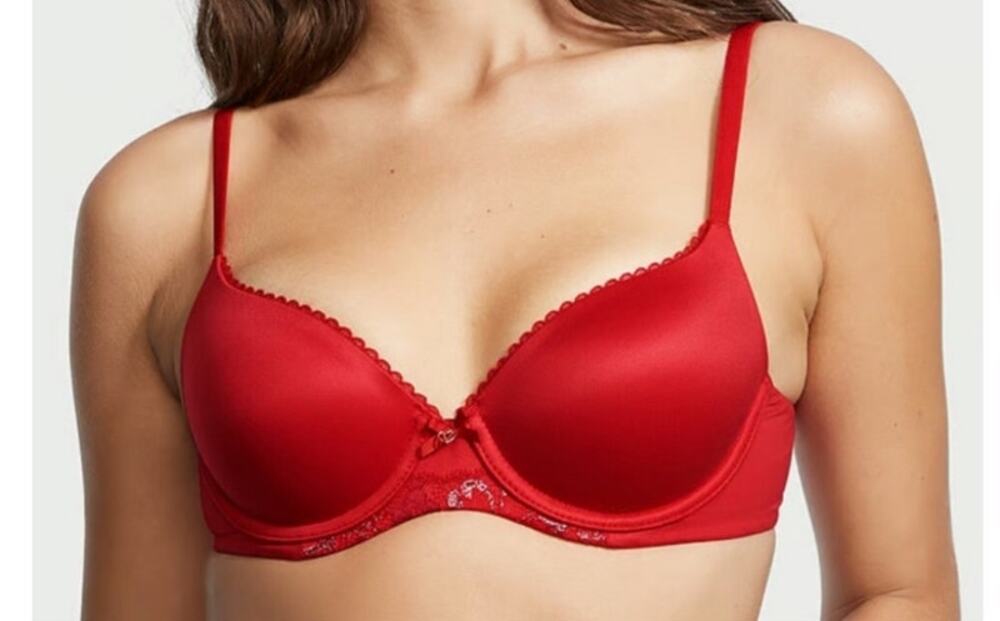 Victoria’s Secret Bra 38D Body by Victoria Lined Demi Red Push Up Lace Underwire